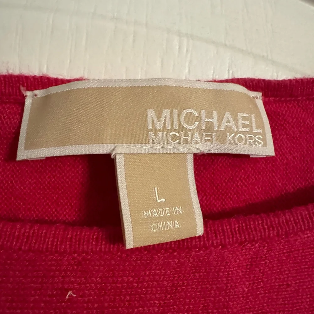 Michael Kors Long Sleeve Crewneck Top in Hot Pink